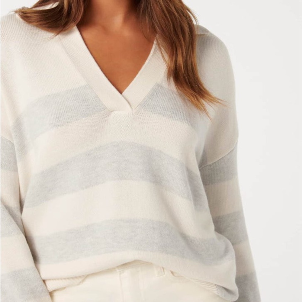 Ever new Gray and Cream V-Neck Sweater